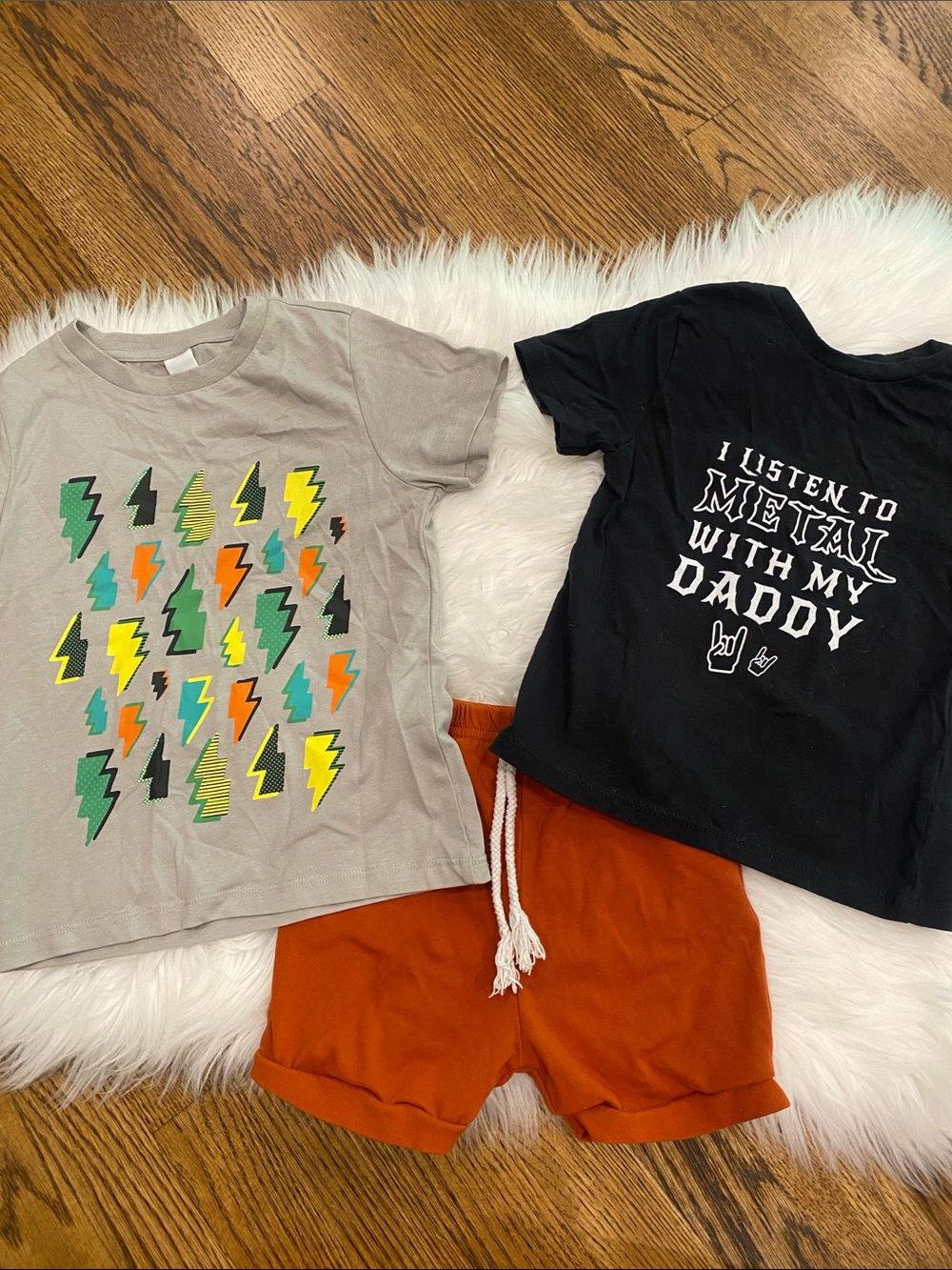 Harper Canyon Gray Lightning Graphic Tee with Multicolor Bolts